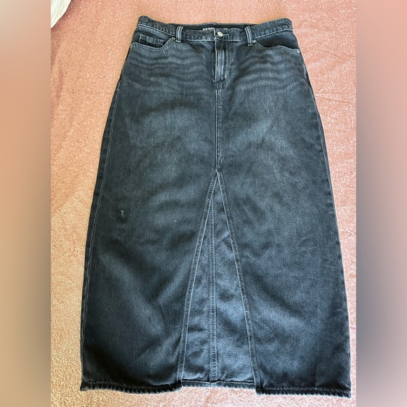 Old Navy Black Wash Drapey DENIM Jean Maxi Skirt Sz 8 Mid Rise, Classic, Neutral - Picture 1 of 10
